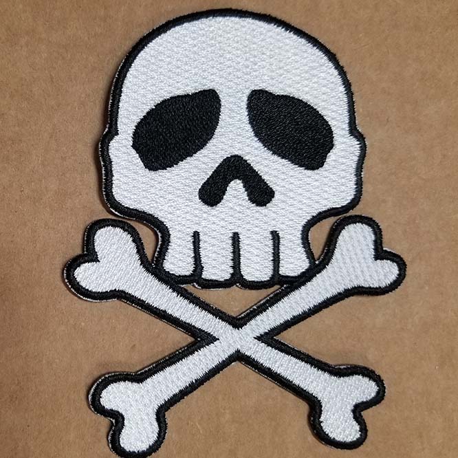 Mad Bones Patch Embroidered Iron On Skull & Cross Bones Horror Halloween 