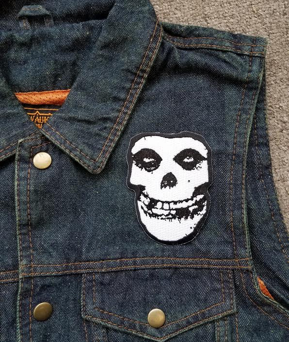 Crimson Ghost Skull die cut embroidered patch