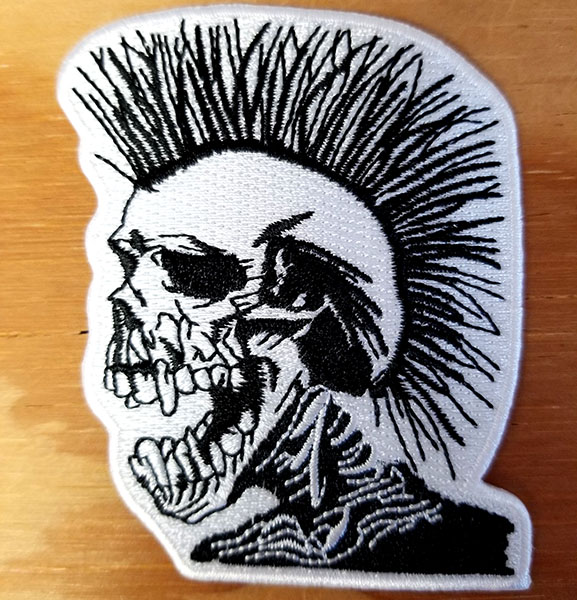 Punk Head Skull with Spike Hair Iron Sew on Embroidered Patch #1802