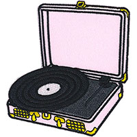 Pink Record Player embroidered patch (ep67)
