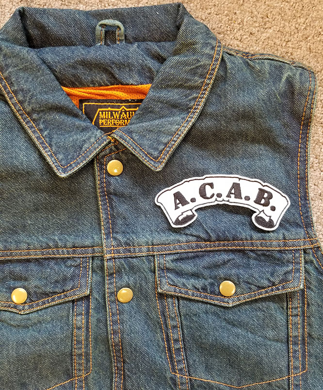 A.C.A.B. Embroidered Patch (All Cops Are Bastards) (Black Letters On White Banner)