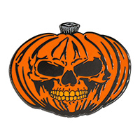 Pumpkin Skull Orange Enamel Pin by Kreepsville 666 - (mp66)