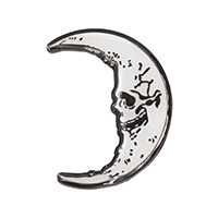 Skull Crescent Moon Enamel Pin by Kreepsville 666 - glows in the dark (MP129)