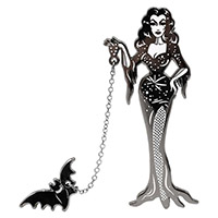 Vampira With Flying Bat Enamel Pin from Kreepsville 666 (MP204)