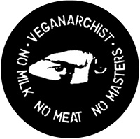 Veganarchist, No Milk No Meat No Masters Symbol pin (pinZ185)