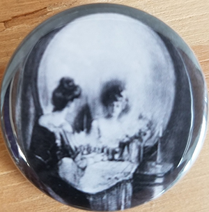 Victorian Skull Mirror pin (pin-C94)