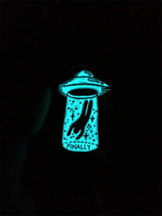 Finally (Glow In The Dark) Enamel Pin by Graveface (mp444)