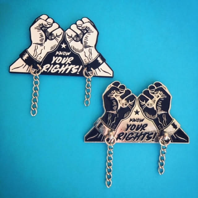 Know Your Rights Enamel Pin by Mood Poison - Black & Silver (MP289)