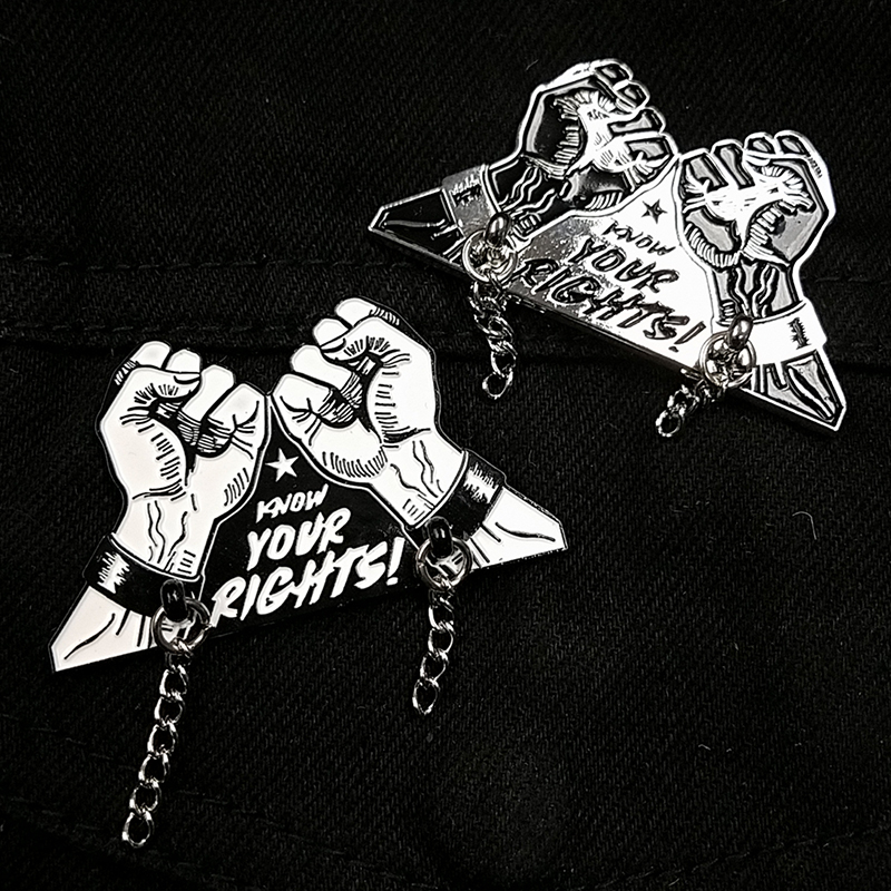 Know Your Rights Enamel Pin by Mood Poison - Black & Silver (MP289)