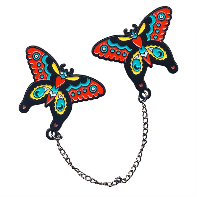Butterfly Enamel Pin & Chain Set by Sourpuss (MP370)