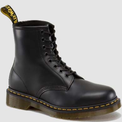 8 Eye Black Smooth Boots by Dr. Martens