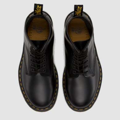 8 Eye Black Smooth Boots by Dr. Martens