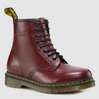 8 Eye Cherry Smooth Boots by Dr. Martens