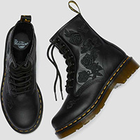 8 Eye Vonda Floral Soft Black Boots by Dr. Martens (Womens) SALE UK 5 only