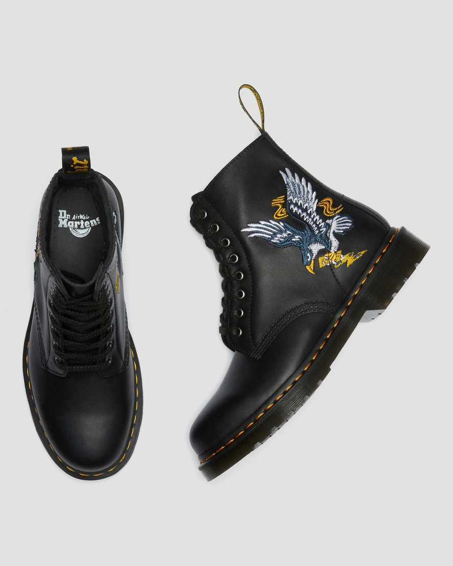 8 Eye Black Nappa Souvenir (Japanese Sukajan Embroidered) Boots by Dr. Martens (Sale price!)