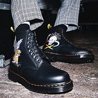 8 Eye Black Nappa Souvenir (Japanese Sukajan Embroidered) Boots by Dr. Martens - SALE UK 11 only