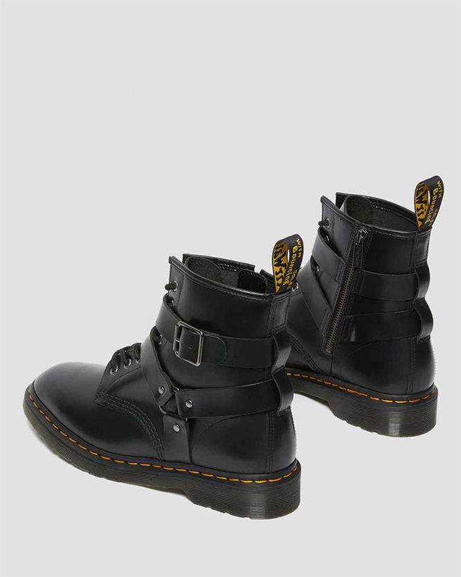 Cristofer Black Polished Smooth Buckle Harness Lace Up Boot by Dr. Martens (Sale price!)