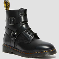 Cristofer Black Polished Smooth Buckle Harness Lace Up Boot by Dr. Martens - SALE UK 6 US Women's 8 only