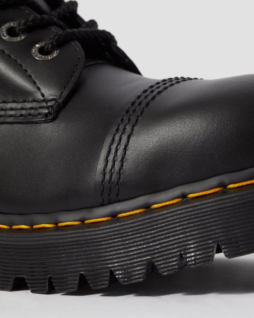 10 Eye Black Fine Haircell Steel Toe With Black Sole And Stitched Toe Boots by Dr. Martens (Sale price!)
