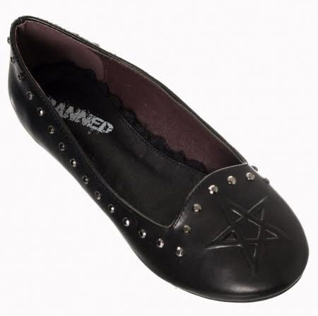Kiss Me Deadly Pentagram Flat by Banned Apparel - SALE sz 8.5 only