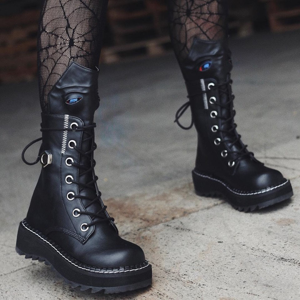 Lilith Lace Up Monster Combat Boot by 