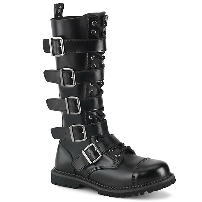 Unisex Riot Steel Toe 18 Eye Combat Boot by Demonia Footwear - Vegan