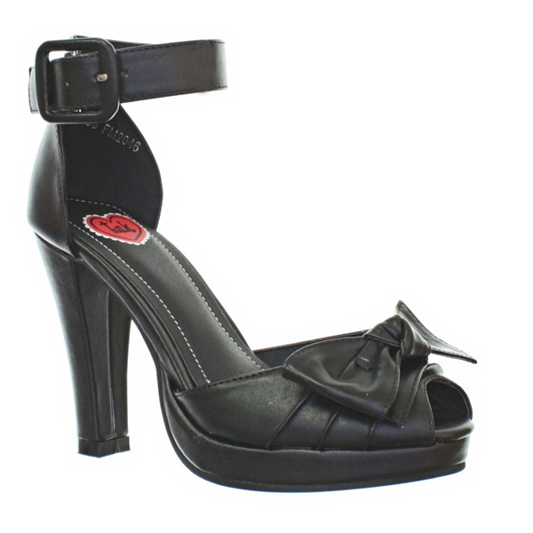 Black Gathered Front Peep Toe Starlet Heel by Tred Air UK Sale