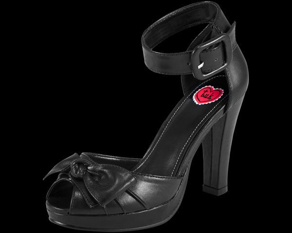 Black Gathered Front Peep Toe Starlet Heel by Tred Air UK (Sale price!)