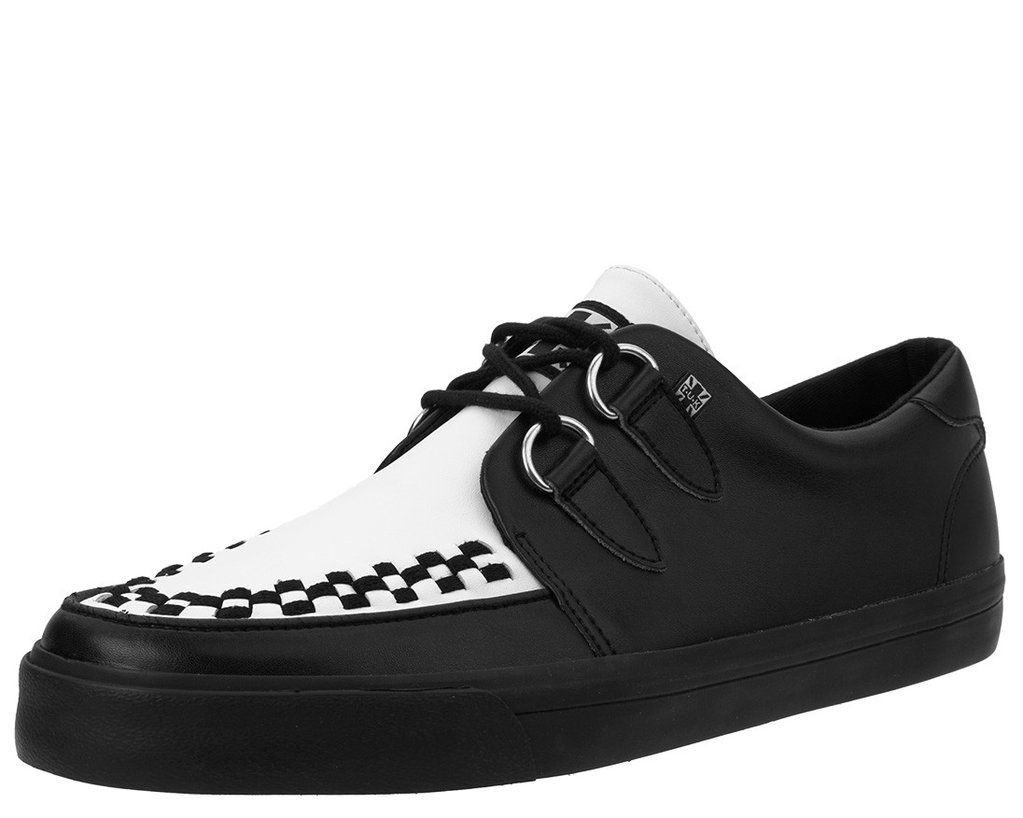 Black & White Leather VLK creeper style sneaker by Tred Air UK