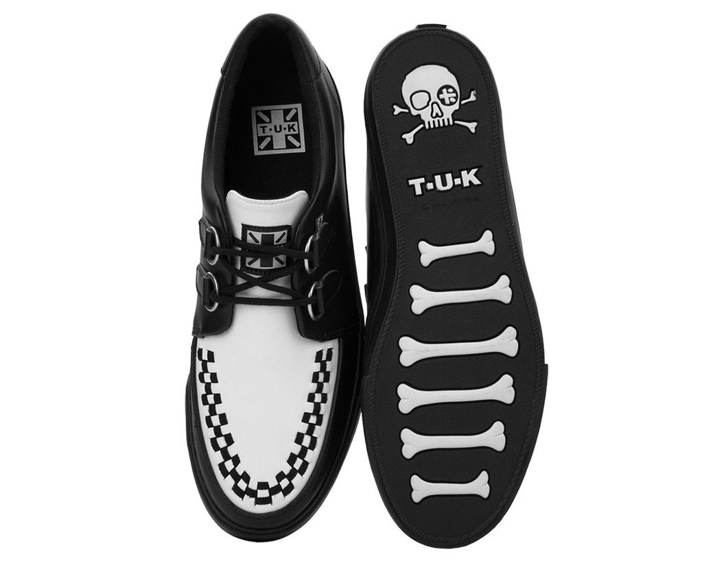 Black & White Leather VLK creeper style sneaker by Tred Air UK