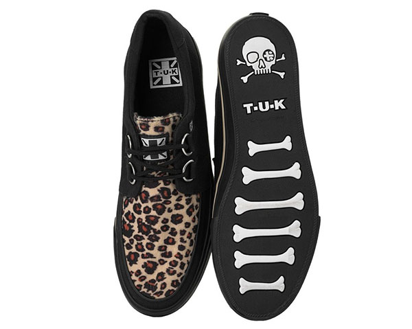 Black  And Leopard VLK creeper style sneaker by Tred Air UK (Vegan)