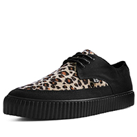 Black And Leopard Tie Pointed Lace Up creeper style sneaker by Tred Air UK (Vegan) (Sale price!)