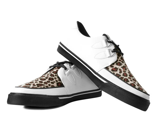 White And Leopard VLK creeper style sneaker by Tred Air UK (Vegan)