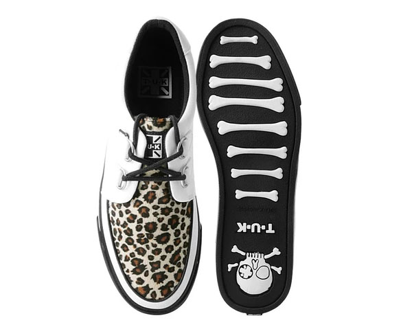 White And Leopard VLK creeper style sneaker by Tred Air UK (Vegan)