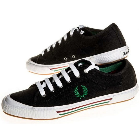 Vintage Tennis Style Plimsoll Canvas Sneaker in BLACK by Fred Perry - SALE UK 7/ US 8 only