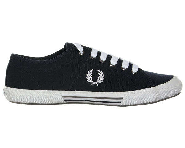 Tennis Style Low Top Plimsoll Canvas Sneaker in NAVY/WHITE by Fred Perry - SALE UK 7- US men's 8 / women's 10 only