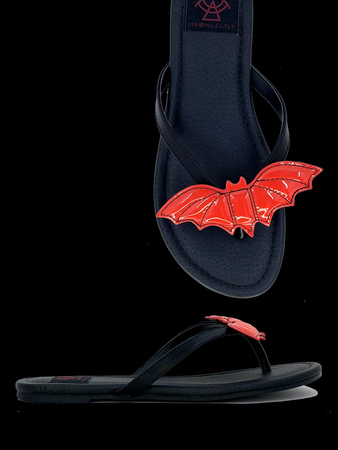 Betty Red Bat Flip flop Sandal by Strange Cvlt -SALE