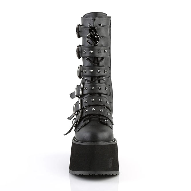 Damned 225 Mid Calf Buckle Platform Boot by Demonia Footwear (Vegan)