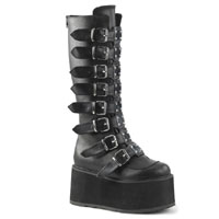Damned 318 Buckle Strap Platform Knee High Boot by Demonia Footwear (Vegan) - sz 6 only