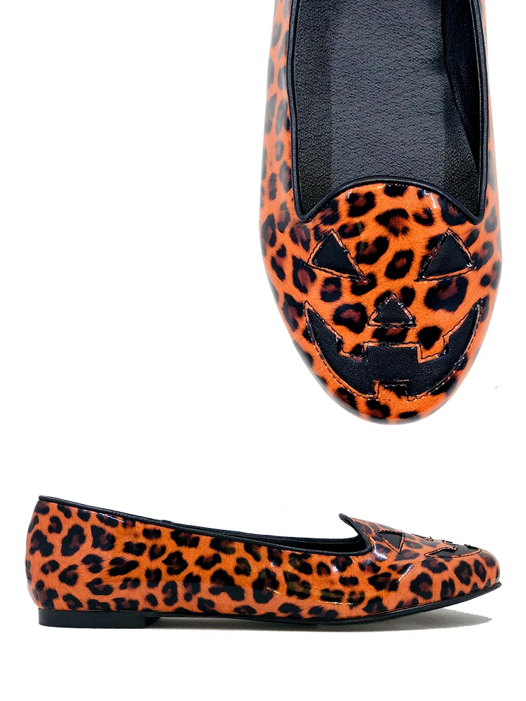 Lydia Jackolantern Limited Edition Flat by Strange Cvlt - Orange Leopard Glitter - SALE