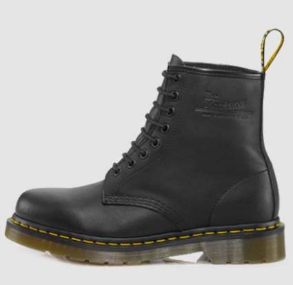 8 Eye Black Greasy Boots by Dr. Martens