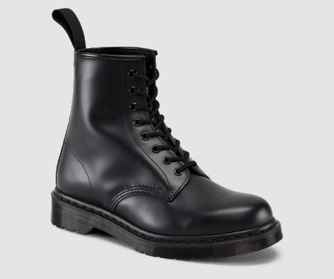 Usually trolley bus comprehensive 8 Eye Black Smooth Mono Boots by Dr. Martens
