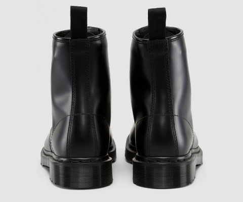 8 Eye Black Smooth Mono Boots by Dr. Martens
