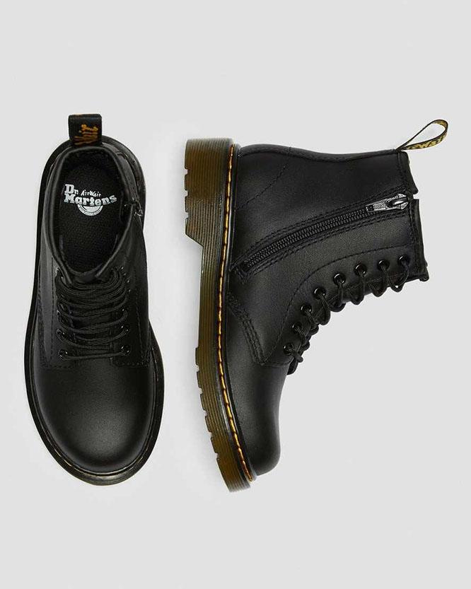 8 Eye Black Softy Leather Kids Boot by Dr. Martens