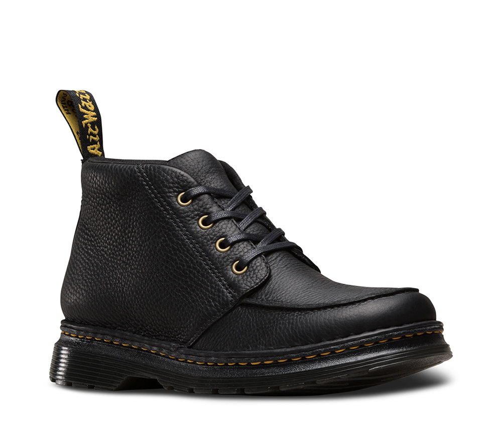 cling Ideal Chromatic Austin Moc Toe SoftWair 4 Eye Boot in Black Grizzly by Dr. Martens (Sale  price!)