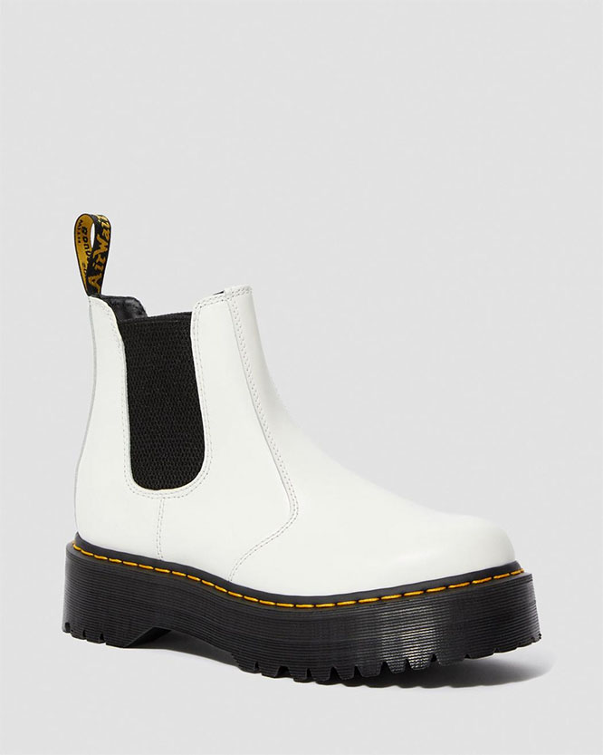Chelsea Platform Boots in White Smooth by Dr. Martens