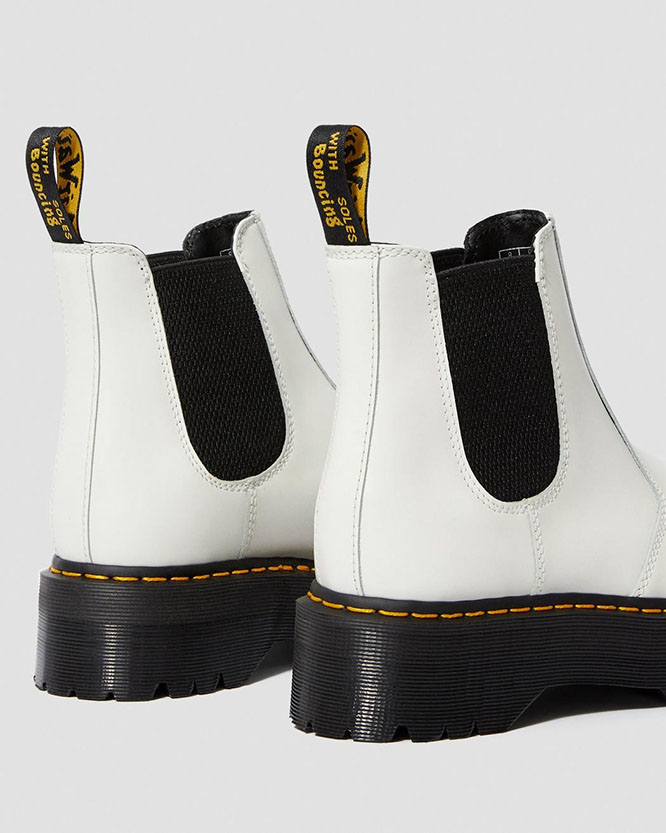 Chelsea Platform Boots in White Smooth by Dr. Martens