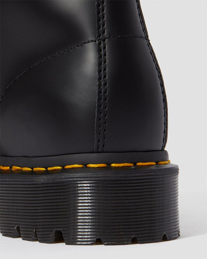 8 Eye Black Smooth Boots With BEX Sole by Dr. Martens