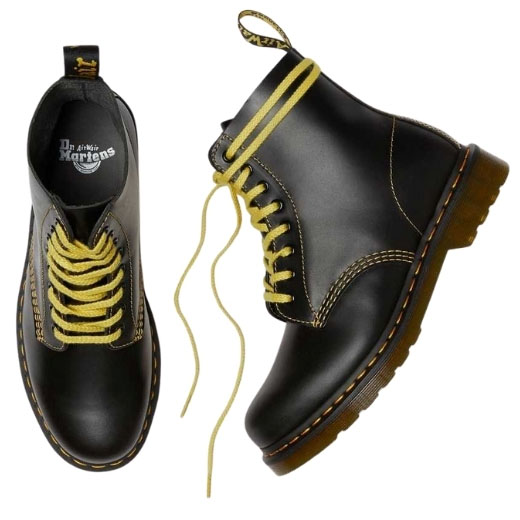 8 Eye Pascal Atlas Boots in Dark Grey (Black) With Yellow Stitching by Dr. Martens (Sale price!)