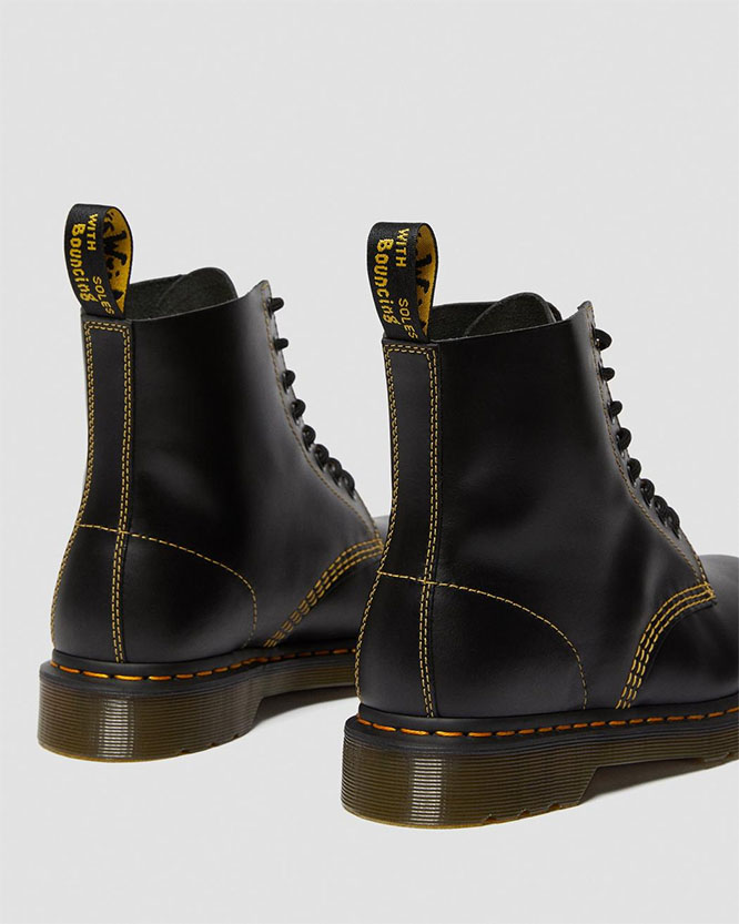 8 Eye Pascal Atlas Boots in Dark Grey Black With Yellow